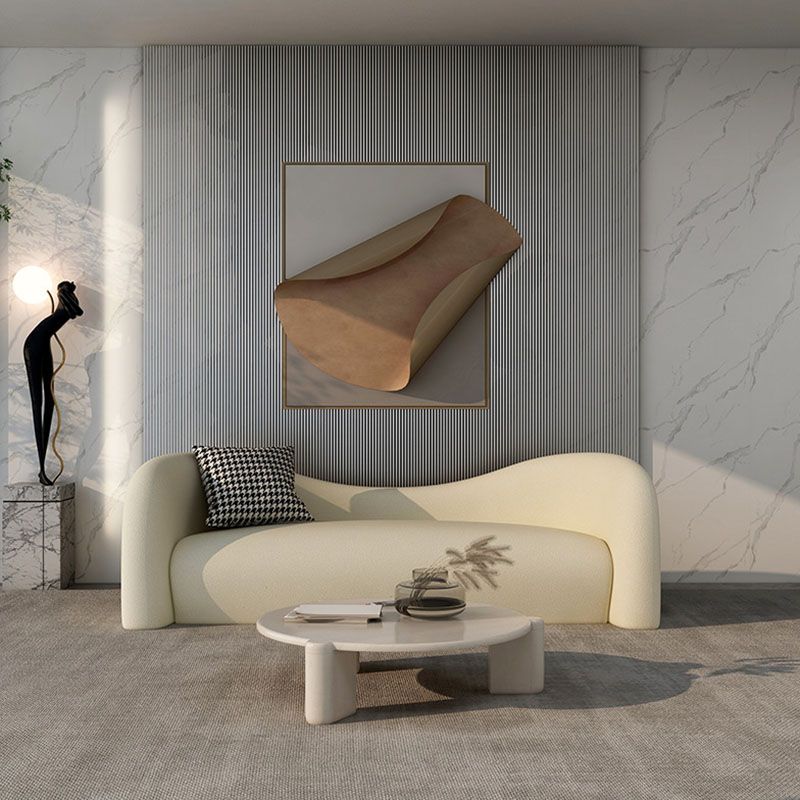 Modern Tight Back Settee Solid Color Slipcovered Sofa for Bonus Room