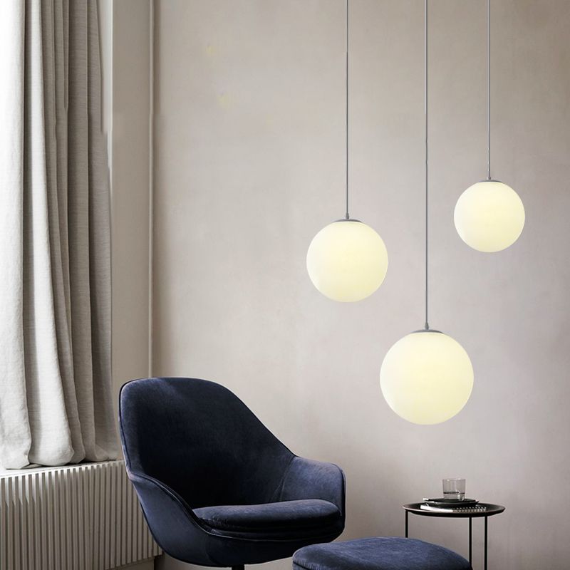 Luce sospesa in stile minimalista a 1 luce, lampada a sospensione in globo acrilico
