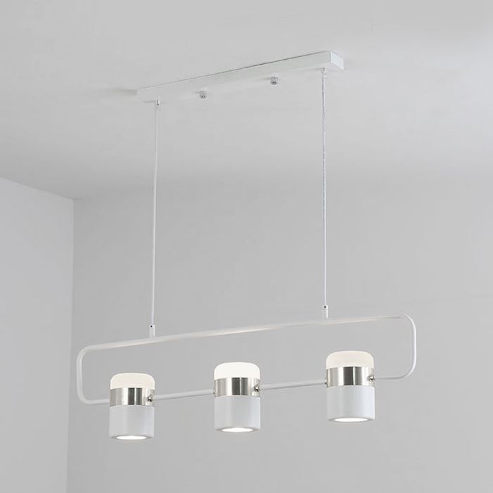 Black/White Linear Island Pendant Lighting with Cylinder Shade Modern 3/5 Lights Metal Hanging Light in Warm/White Light
