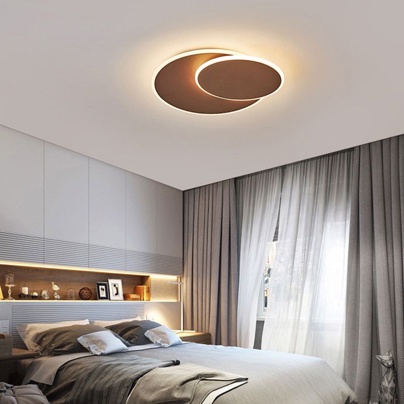 Runde Acryl-Deckenleuchte minimalistisch Weiß/Kaffee 16 "/19.5" breite LED-Unterputz-Lampe in Warm/Weißes Licht