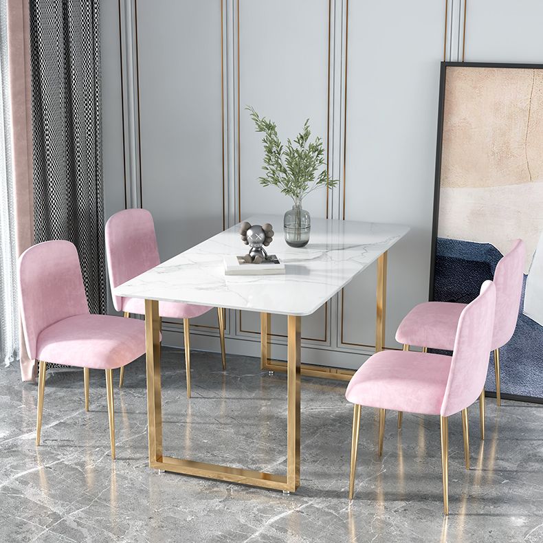 Glam 1/2/5 Pieces Dining Set Rectangle Stone Dining Table for Dining Room
