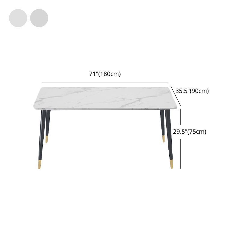 1/4/5 Pieces White Stone Dining Set Modern Solid Back Chair Rectangle Dining Furniture