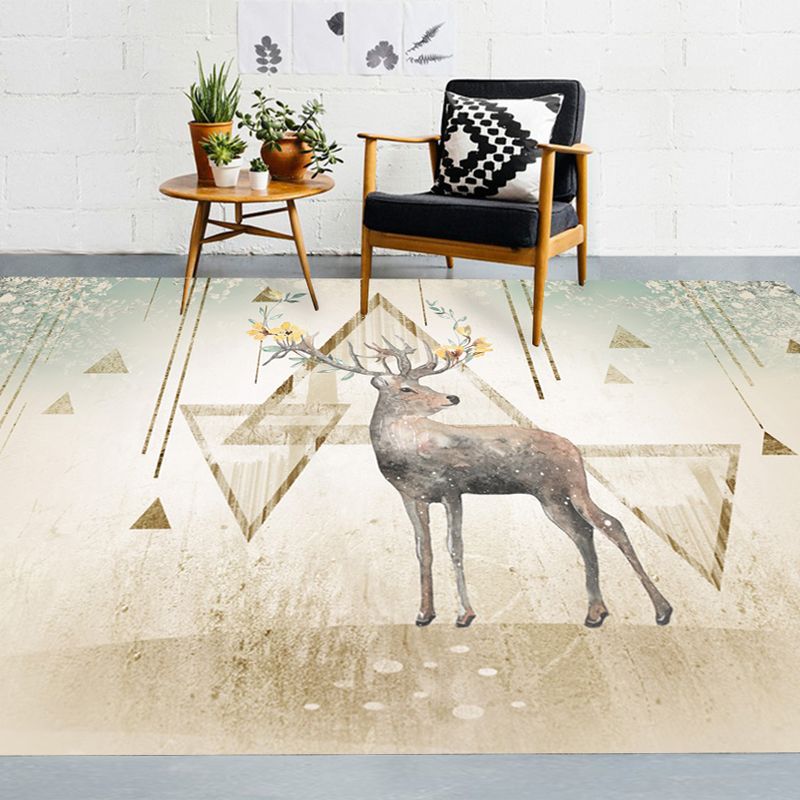 Multicolor Modern Area Rug Polyester Animals Print Rug Stain Resistant Indoor Rug for Living Room