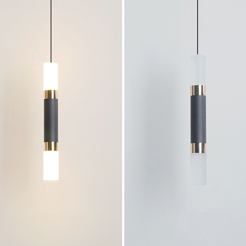 Nordischer zylindrischer Anhänger Beleuchtung Metall Küchenbar LED Downlight in Schwarz