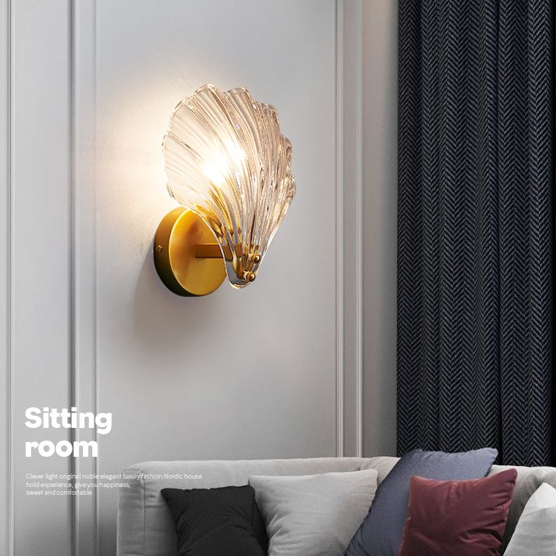 Shell Glass Wall Mount Light Fixture Minimalist-Style Wall Mounted Light Fixture