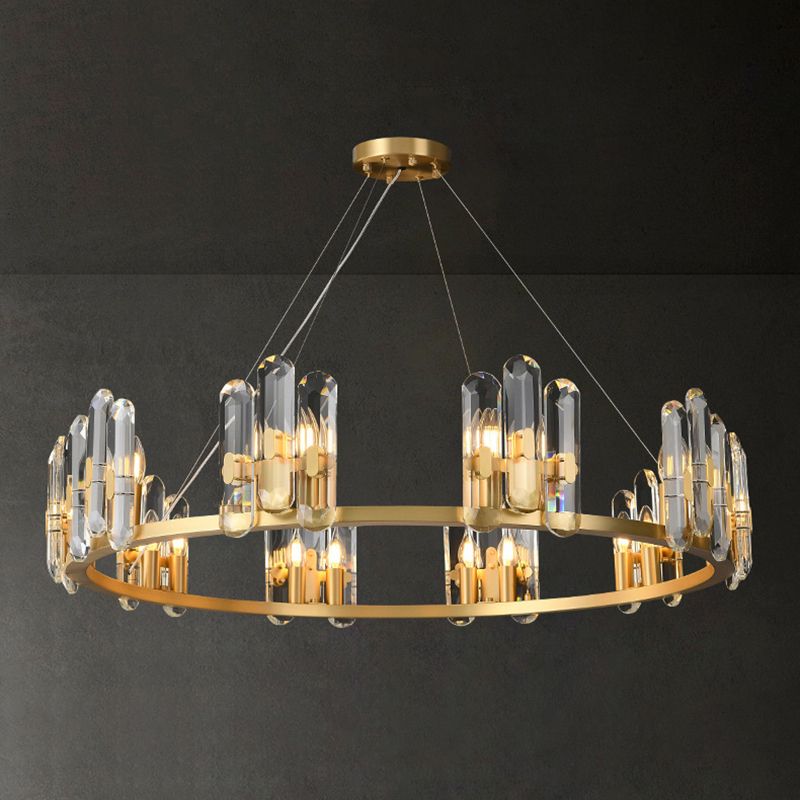 Contemporary Copper Ceiling Pendant Light Wheel Hanging Pendant Light for Living Room