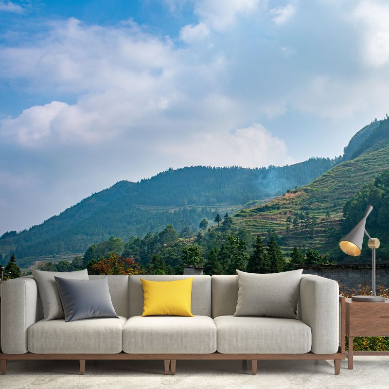 Environmental Mountain Wallpaper Photography Stain Resistant Modern Mural