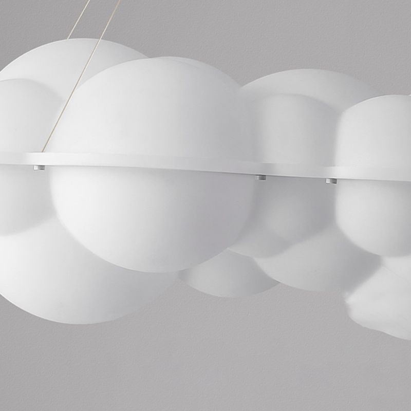 Contemporary Hanging Light Cloud Island Light Fixture in White for Dining Room