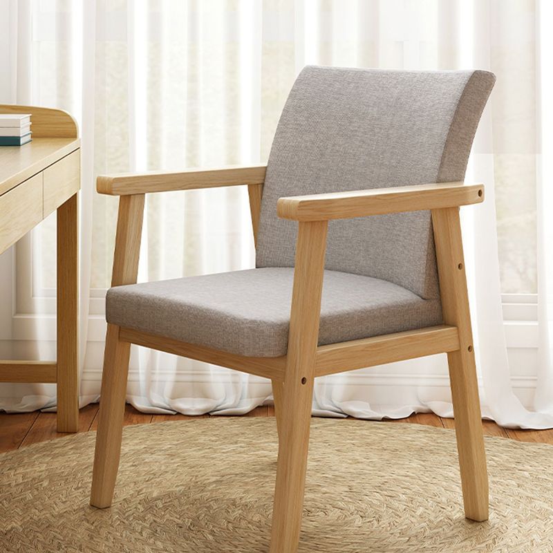 Contemporary Solid Wood Rubber Wood Arm Dining Chair with Upholstered for Home