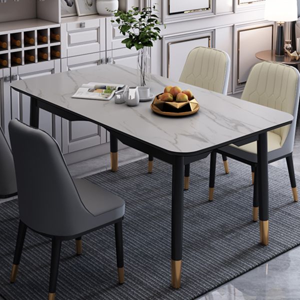 Modern Sintered Stone Standard Dining Table Rectangle Kitchen Dining Table with 4 Legs Base