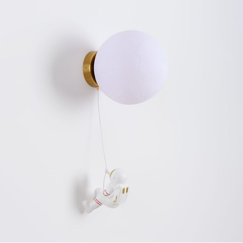 Modern Style Wall Mount Light 1-Light Spherical with Plastic Shade for Bedroom