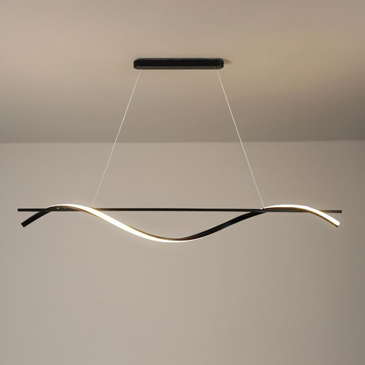 Waves Island Chandelier Lights Contemporary Metallic Chandelier Lighting Fixtures for Dining Table