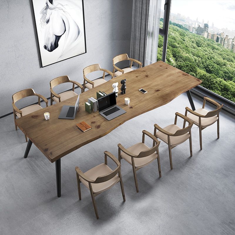 Rectángulo 4 patas Mesa de comedor industrial Mada de madera maciza Mesa de comedor fija