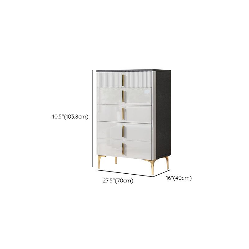 Stone Glam Storage Chest Bedroom White Chest with Metal Legs