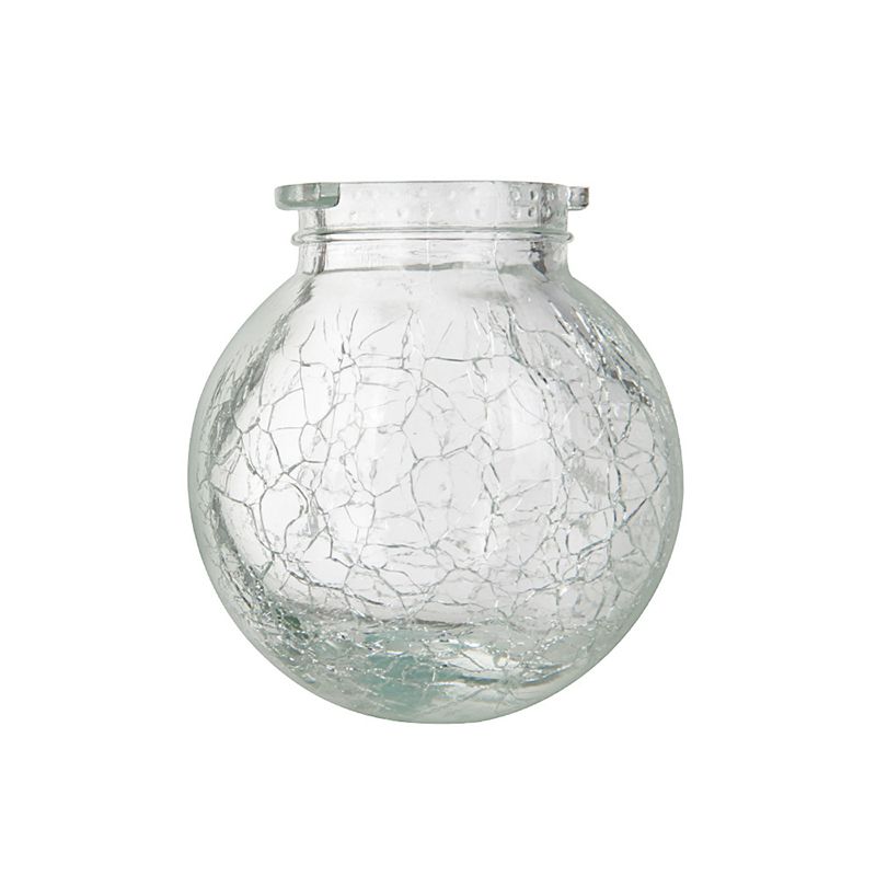 Globe Outdoor LED Pendant Light Clear Crackle Glass Minimalist Solar Hanging Lamp, 1 Piece