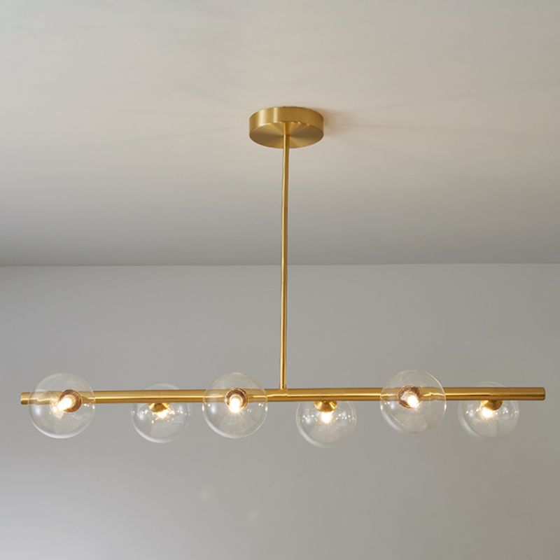 Modern Style Spherical Shape Island Lights Glass Island Lighting in Gold