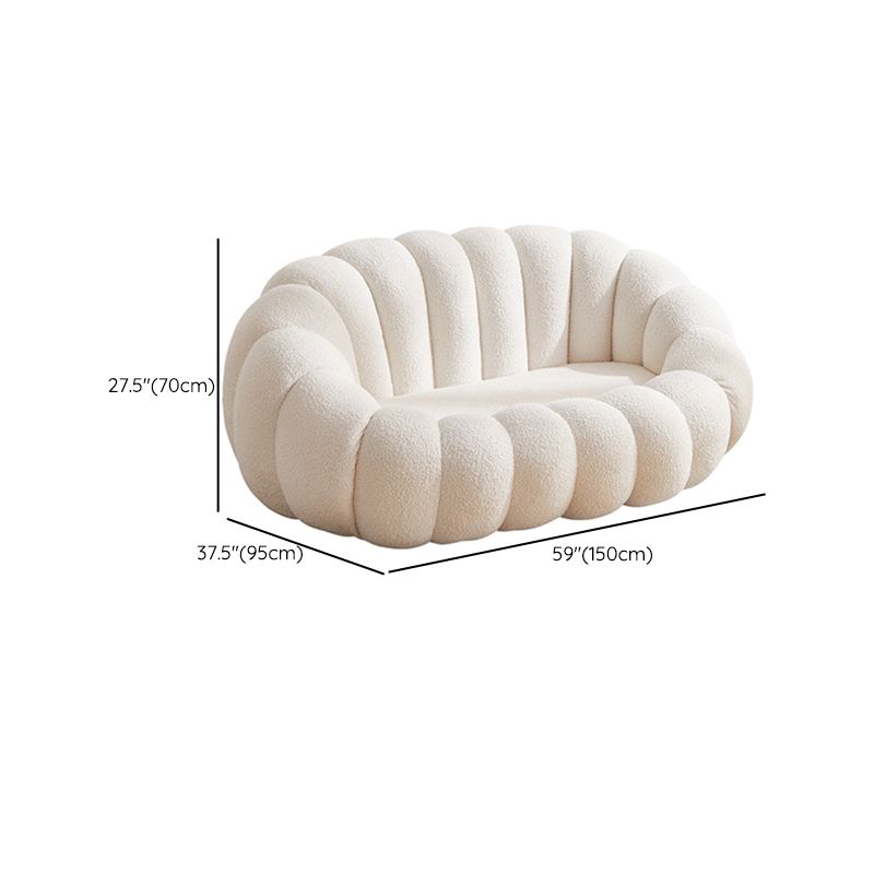 Beige Wool Stationary Sofa 27.55" High Sloped Arm Sofa for Living Room