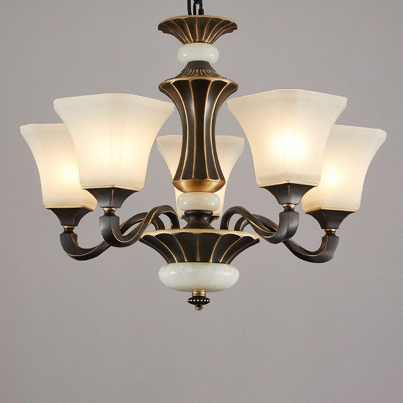 Bell Glass Chandelier Hanging Light Fixture Antique Living Room Chandelier Light Fixtures