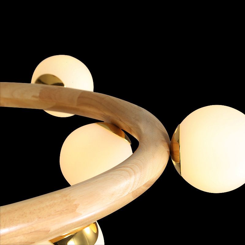 Zeitgenössische Bauernhaus Holzlampe Decke hängende Licht mit Glasschatten