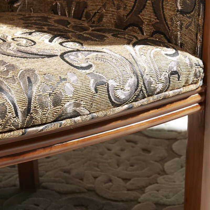Brown Solid Wood Frame Dining Arm Chair Indoor Upholstered Arm Chair