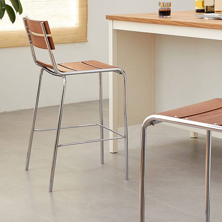 Contemporary Manufactured Wood Low Back Bar Stool with Footrest