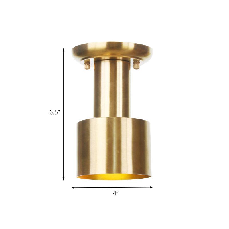 Iluminación empotrada industrial tubular de 1 cabezal de montaje empotrado en techo con acabado dorado de metal para vestíbulo