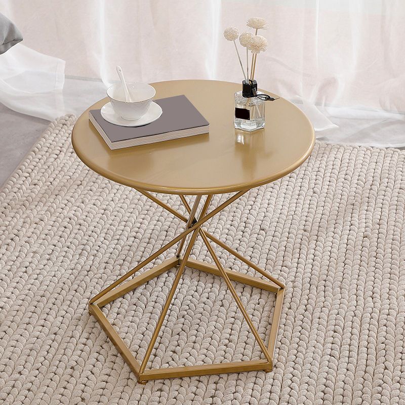 Mid-Century 19.6" Tall Round Top Side Table Metal Frame End Table