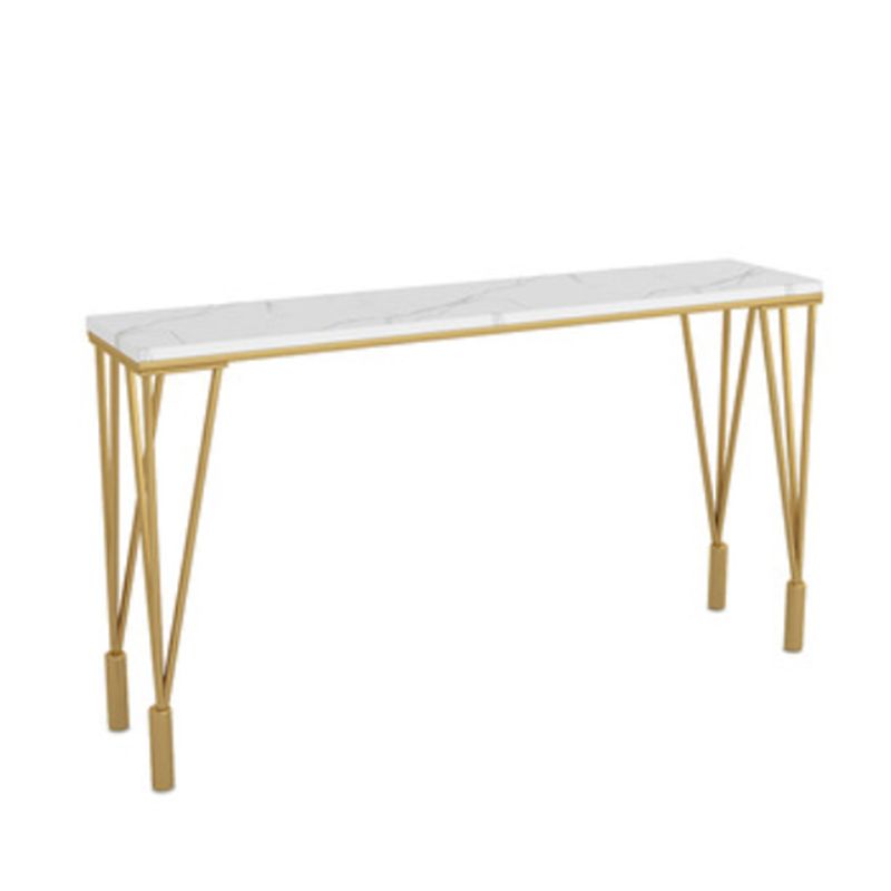 Glam Style Bistro Bar Table Rectangle Faux Marble Bar Table for Living Room