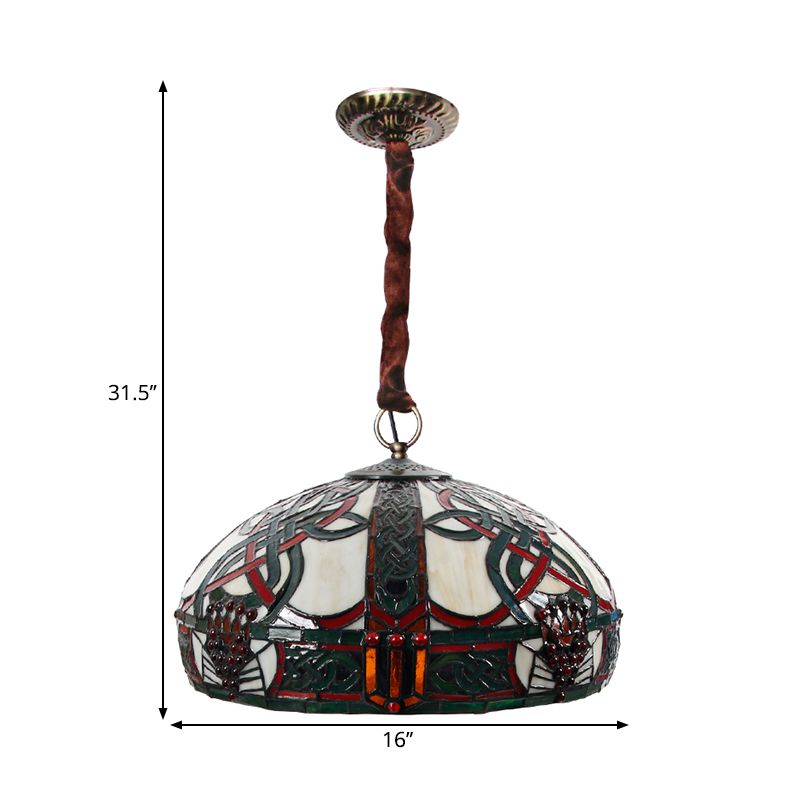 Brass in vetro colorato di illuminazione fienile lampadario barocco a 3 teste con gioiello deco