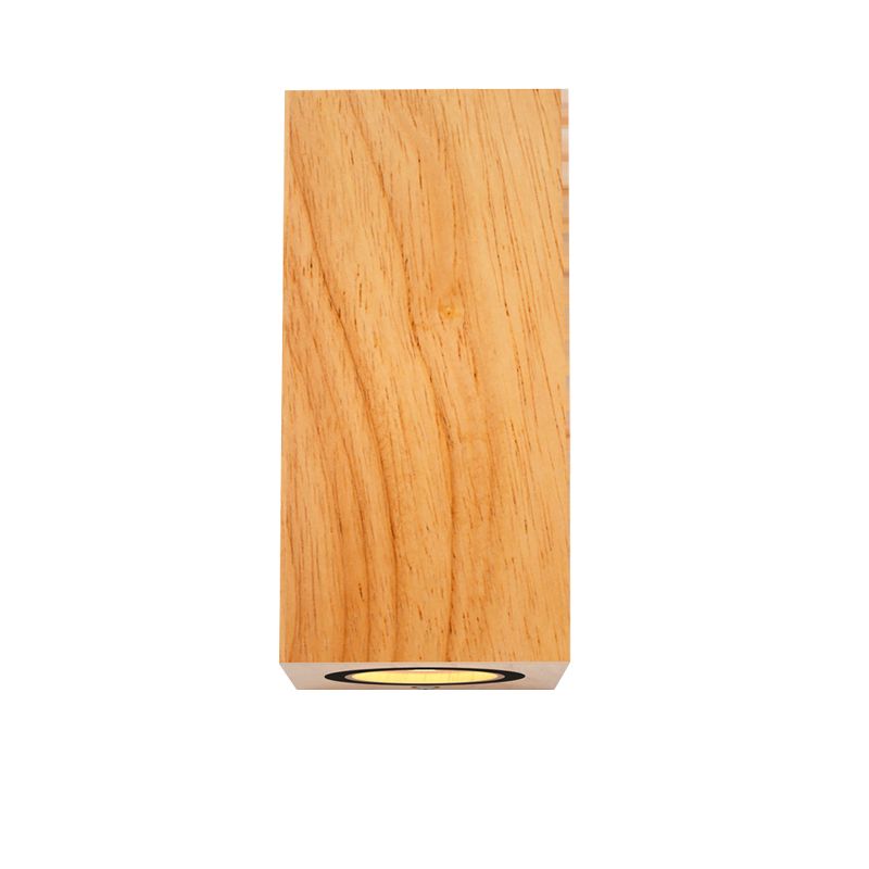 Modern Minimalist LED Wall Lamp Wooden Rectangular Wall Light for Bedroom