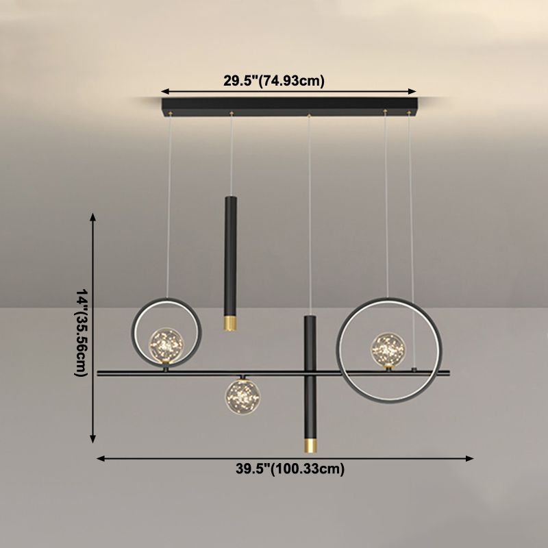 Iluminación colgante lineal luces colgantes contemporáneas para isla de cocina con sombra de metal