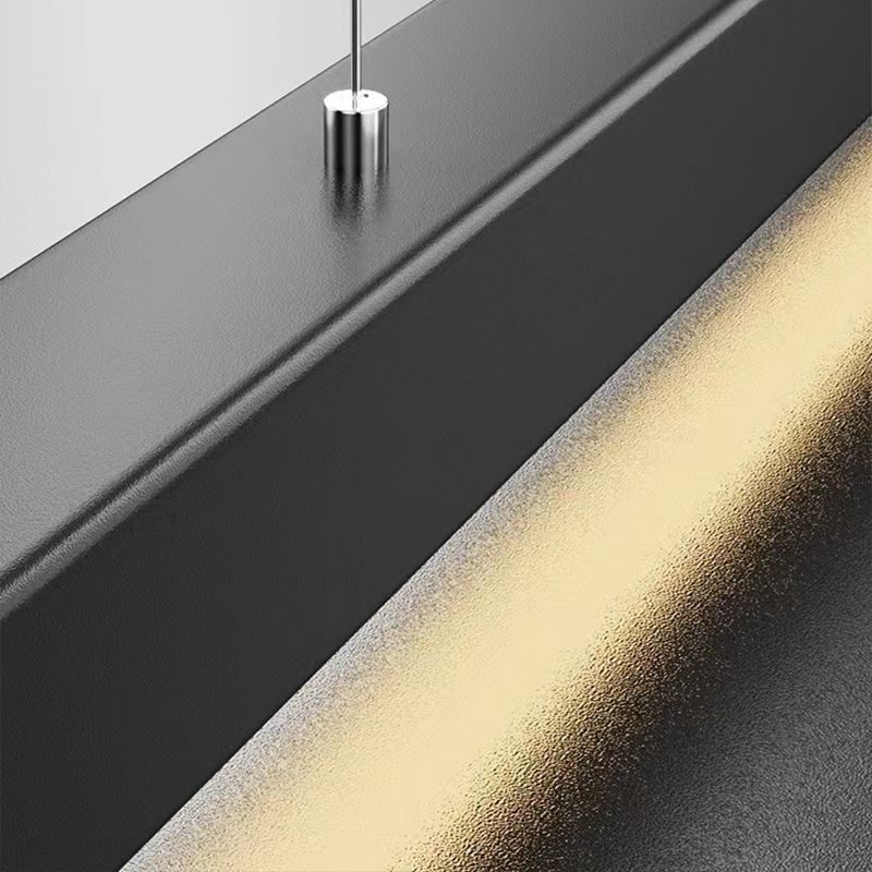Linear Contemporary Style Island Light Long Strip Kitchen Bar Lighting Fixture in Black