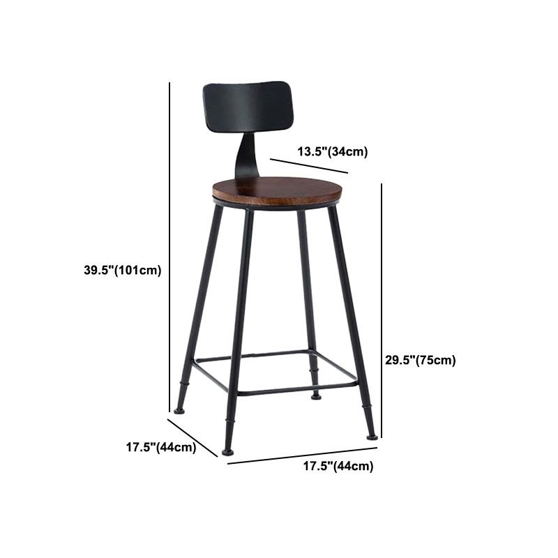 Contemporary Metal Barstool Wood Counter Stool in Matte Finish for Indoor