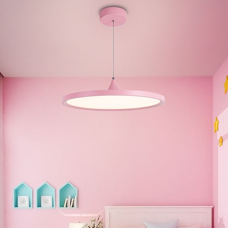 Ultra-Thin Hanging Light Simple Acrylic LED Pink Pendant Lamp in Warm/White Light, 16.5"/20.5" Wide