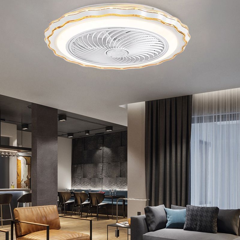 Floral Ceiling Fan Light Fixture Kids Style Metal Bedroom LED Semi Flush Mount Lamp