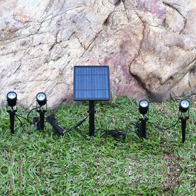 Cylindrical Aluminum Solar Spotlight Contemporary Black LED Stake Light for Garden