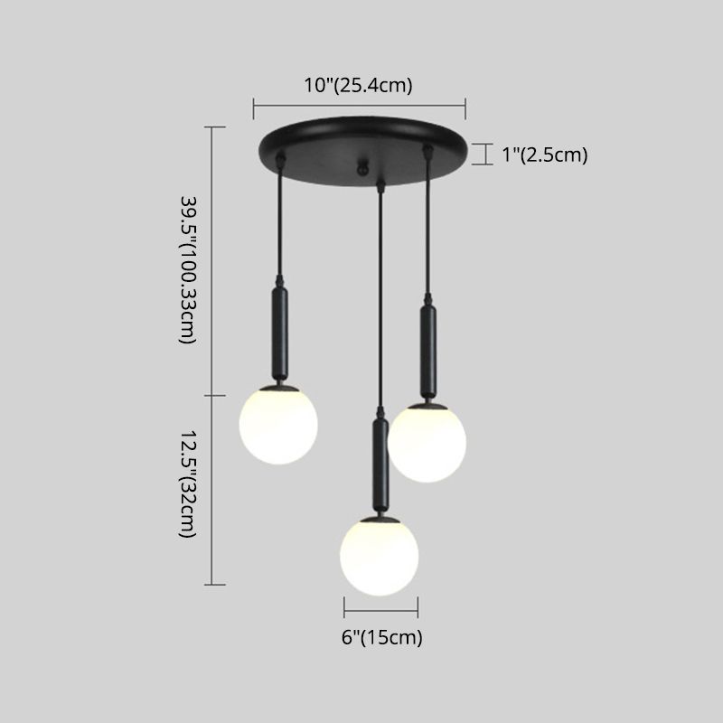Modern Minimalist Multiple Globe Shade Pendant Light Metal Long Hanging Lamp for Living Room