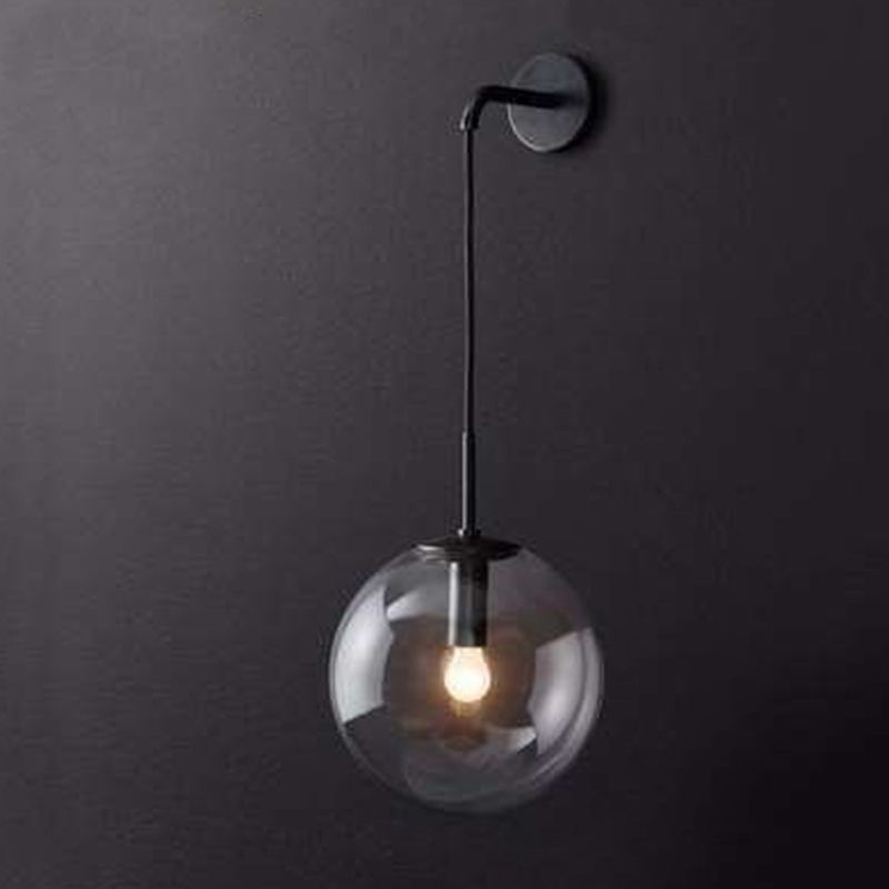 Smoke Grey Globe Glass Sconce Light Modern Style Minimalism 1-Light Wall Mount Lamp for Bedroom