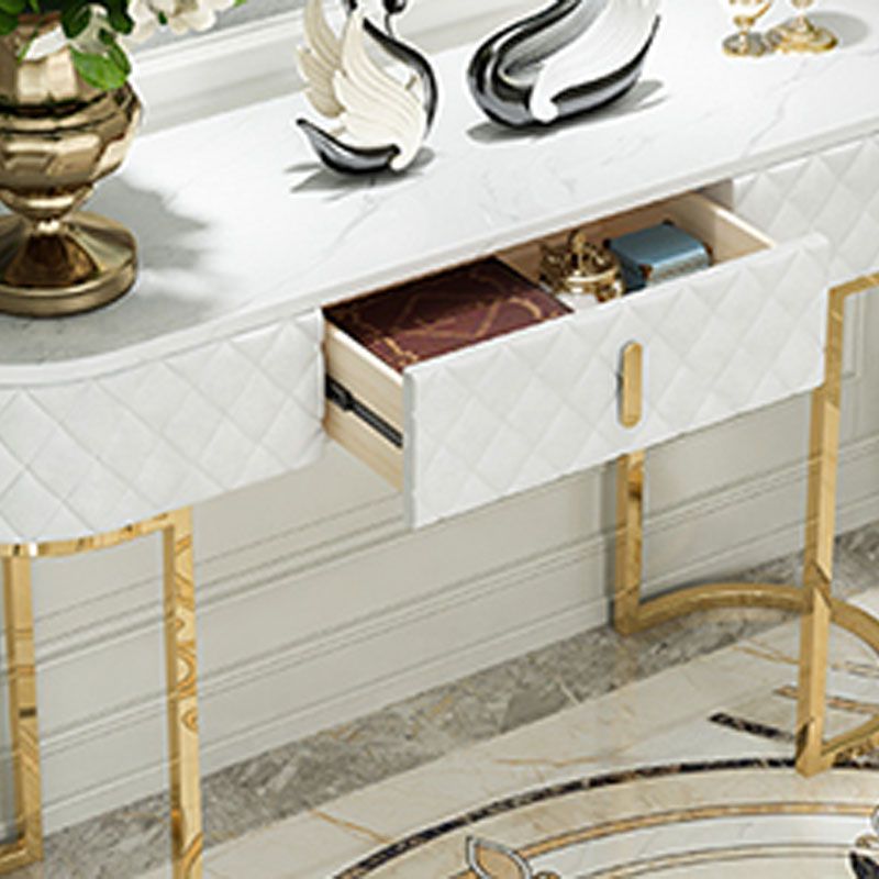 Sled Glam Marble Console Table 14" W Oval Console Accent Table for Hall