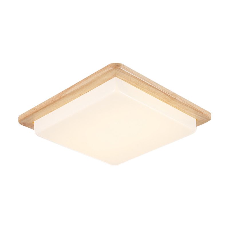 12.5"/14"/18"/22" Wide Japanese Style Square Ceiling Light Wood LED Flush Mount Light in Warm/White Light for Bedroom