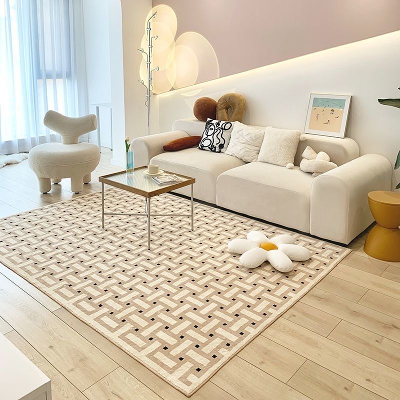 Modern Style Lattice Rug Synthetic Carpet Pet Friendly Stain Resistant Rug for Bedroom