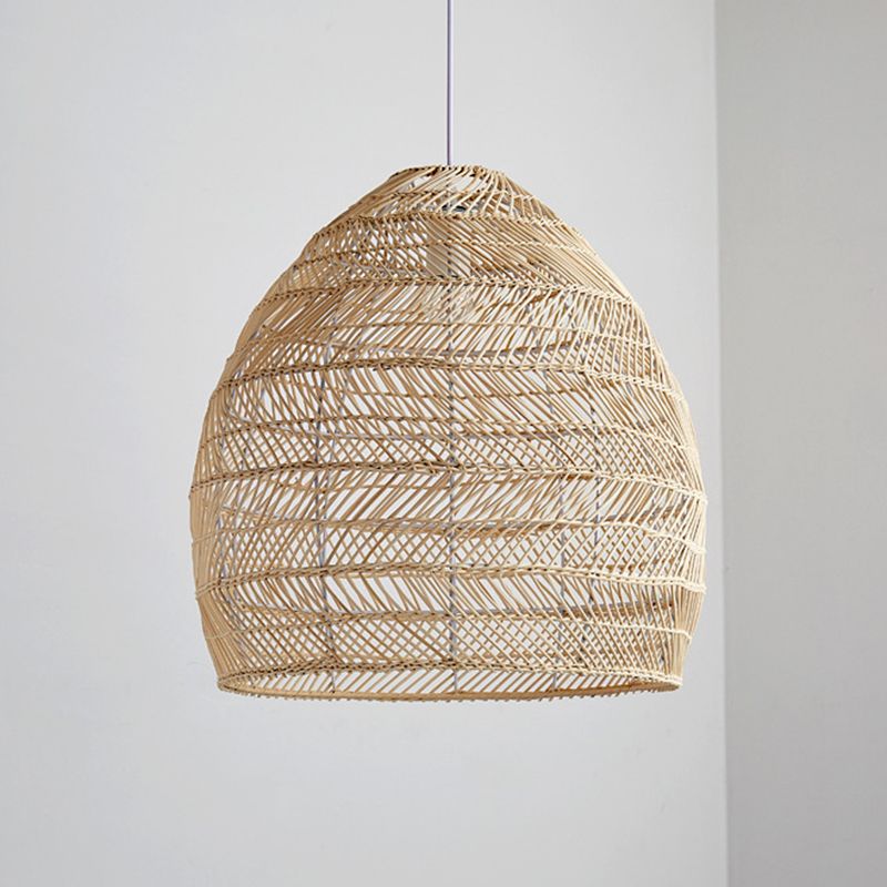 1-Light Bamboo Suspended Lighting Fixture Japanese Pendant Light Kit for Home-stay