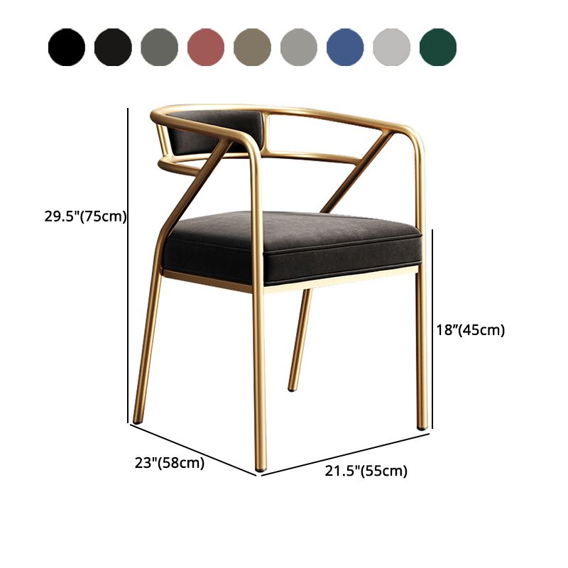 Silla de metal escandinavo Glam para comedor y cocina, sillón con respaldo abierto