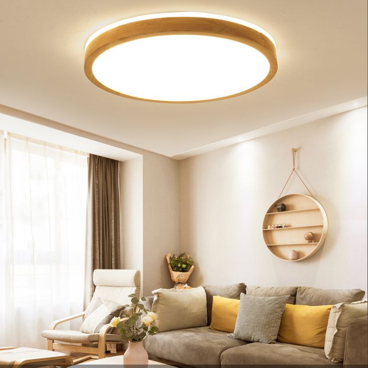 Simple Circular Flush Mount Ceiling Light Fixture Wood Flush Mount Fixture for Bedroom for Bedroom