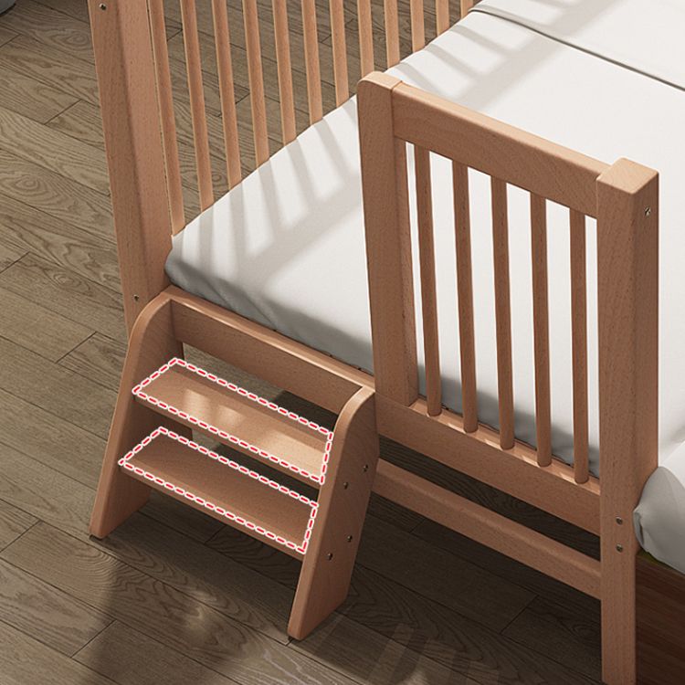 Solid Wood Baby Crib Farmhouse Birch Nursery Bed with Guardrail