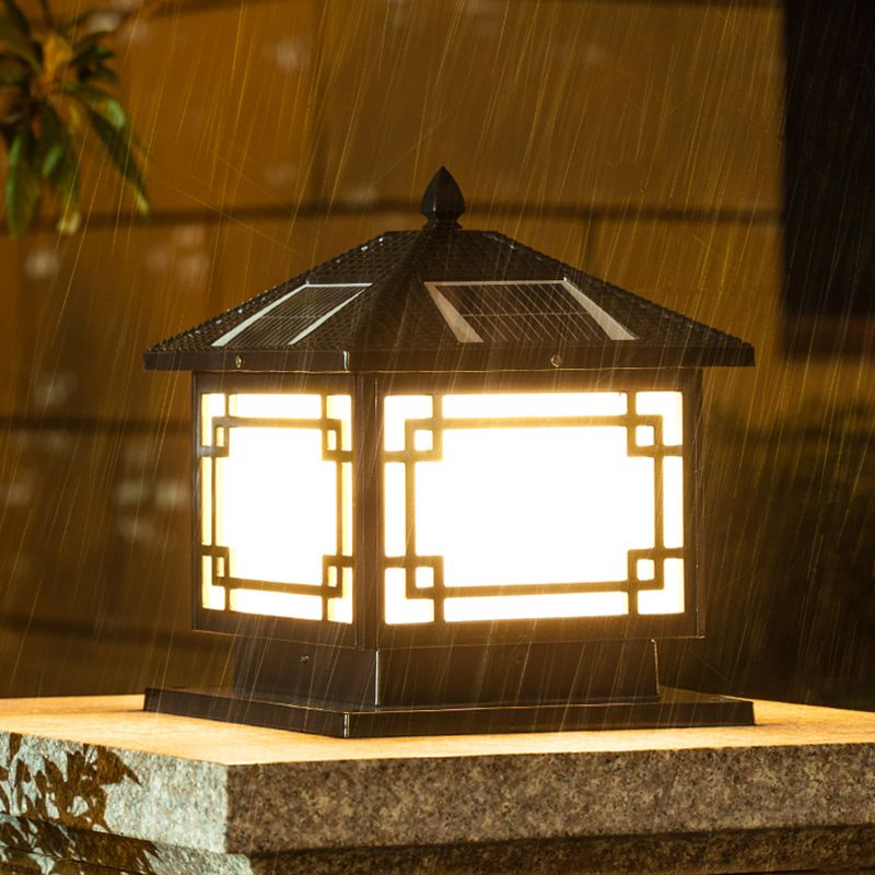 Modern Minimalist LED Solar Lighting Fixture with Acrylic Shade for Garden