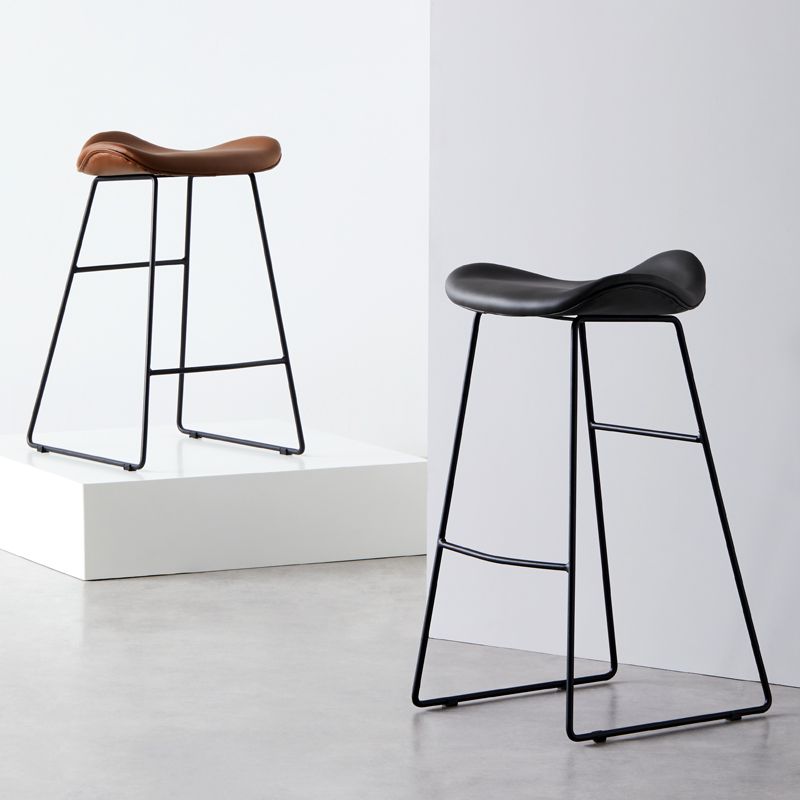Tabouret de comptoir en cuir moderne, repose-pieds sans dossier, siège de selle, tabouret de Bar pour Bar