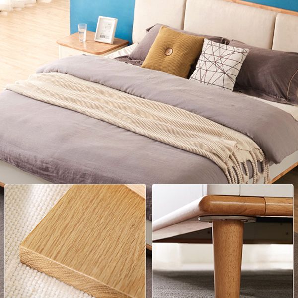 Wood Standard Bed with Upholstered Headboard Mattress Included 41.33" High