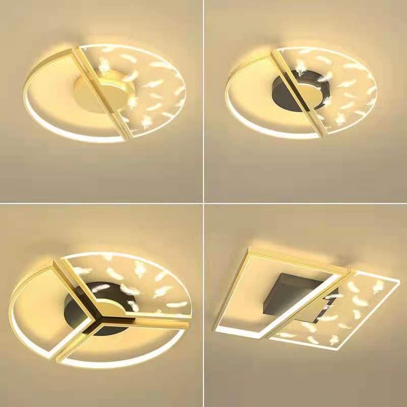 Slaapkamer LED-inbouwlamp Minimalistische gouden plafondlamp met geometrische acrylkap