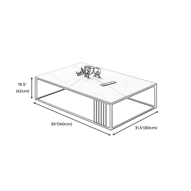 Square/Rectangle Slate Frame 1 Coffee Table Modern Grey and Black Table